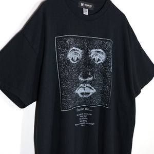 LONELY FACE TEE -BLACK-
