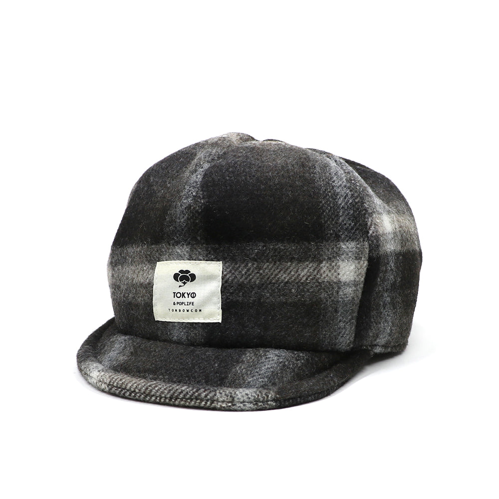 BOYS W/L CHECK CAP -CHACOAL-