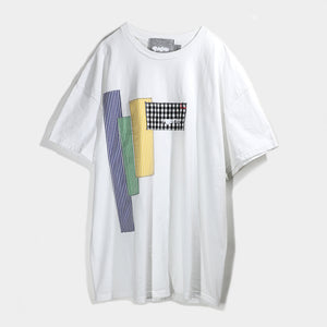 PATCH WORK TEE -WHITE-