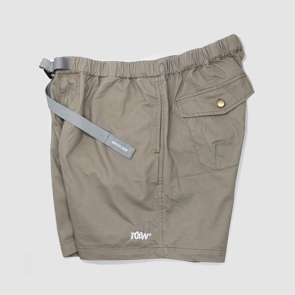 CITY 'WASHED CHINO' SHORTS -GREIGE-
