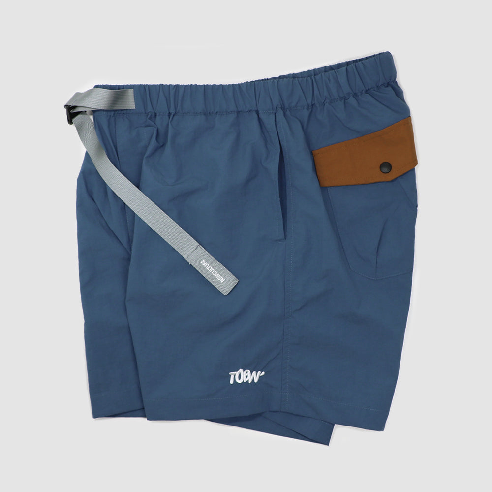 CITY 'WASHED NYLON' SHORTS -DULL BLUE-