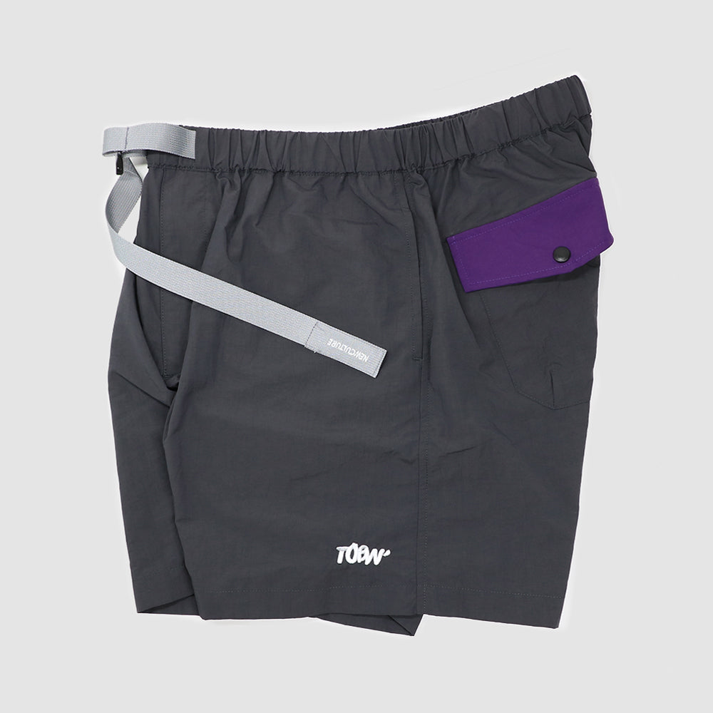 CITY 'WASHED NYLON' SHORTS -DARK GRAY-