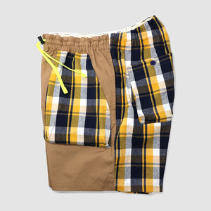 POSHBOY 'W POCKET' CHECK SHORTS -BEIGE- – TONBOW