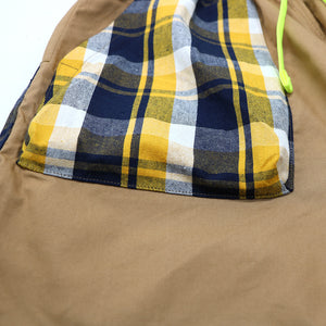 POSHBOY 'W POCKET' CHECK SHORTS -BEIGE-