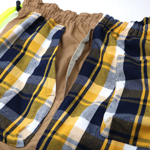 POSHBOY 'W POCKET' CHECK SHORTS -BEIGE-