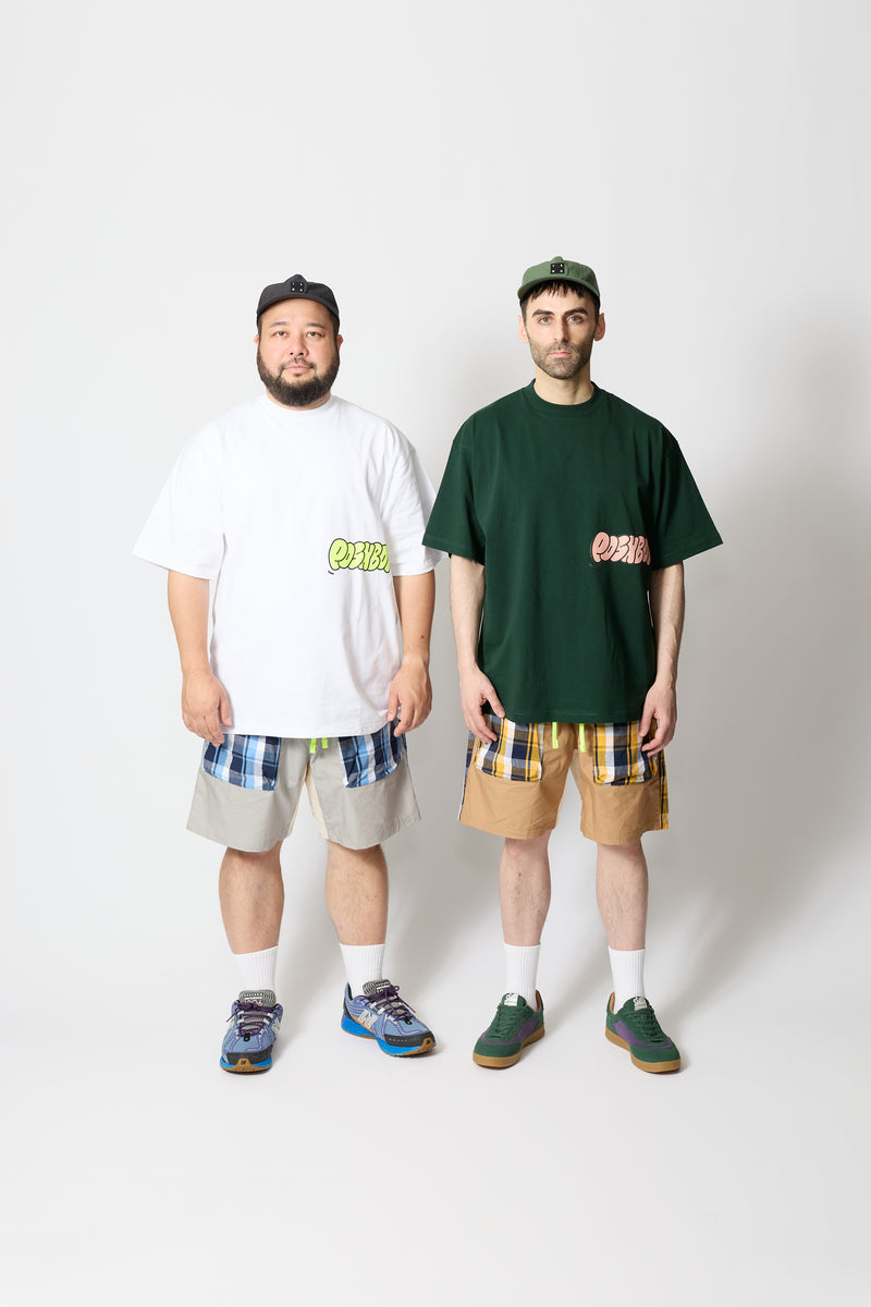 POSHBOY 'W POCKET' CHECK SHORTS -BEIGE- – TONBOW