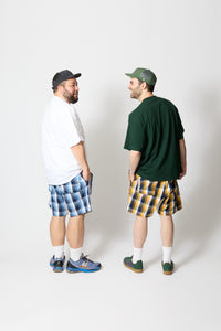 POSHBOY 'W POCKET' CHECK SHORTS -BEIGE-
