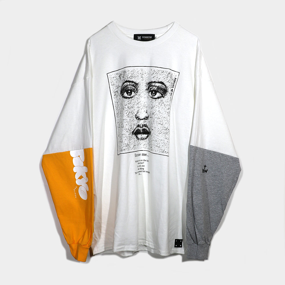 NEW ORDER 'LONELY FACE' L/S TEE -WHITE-